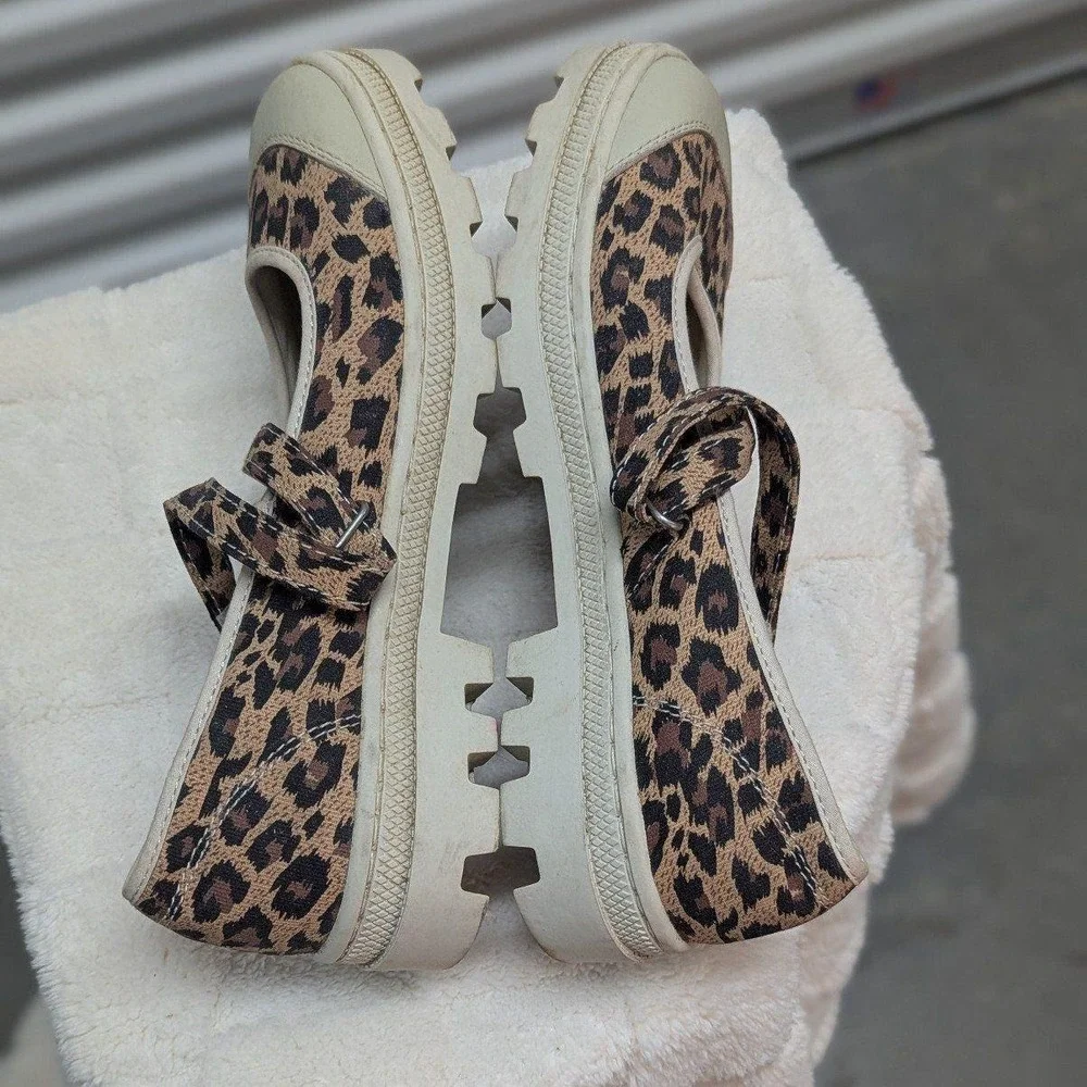 Y2K Grunge Fairy Leopard Mary Janes Vintage Skechers Lug Sole Platform Shoes 7.5